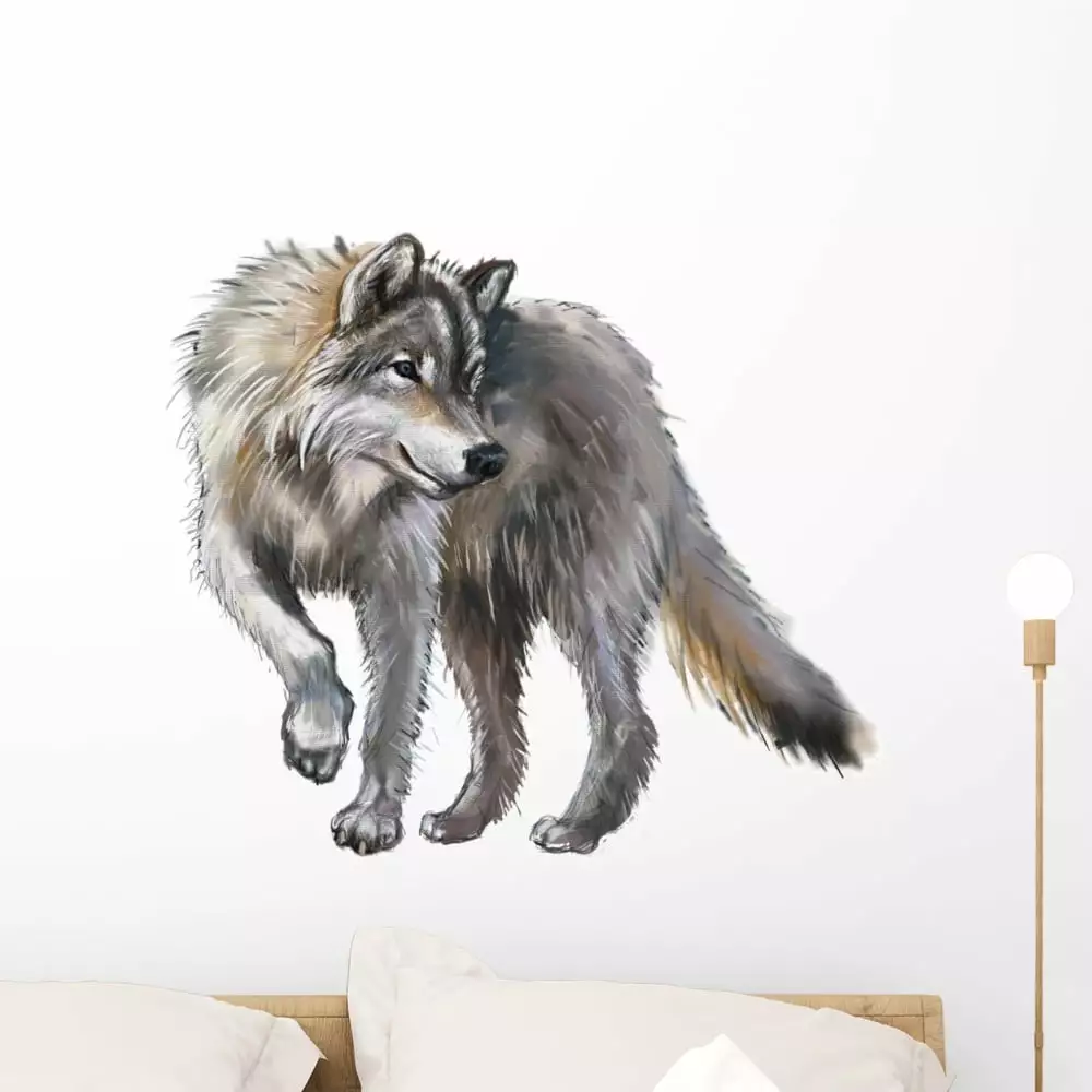 Wolf Wall Decal Sticker by Wallmonkeys Vinyl Peel and Stick Graphic (24 in W x 21 in H)