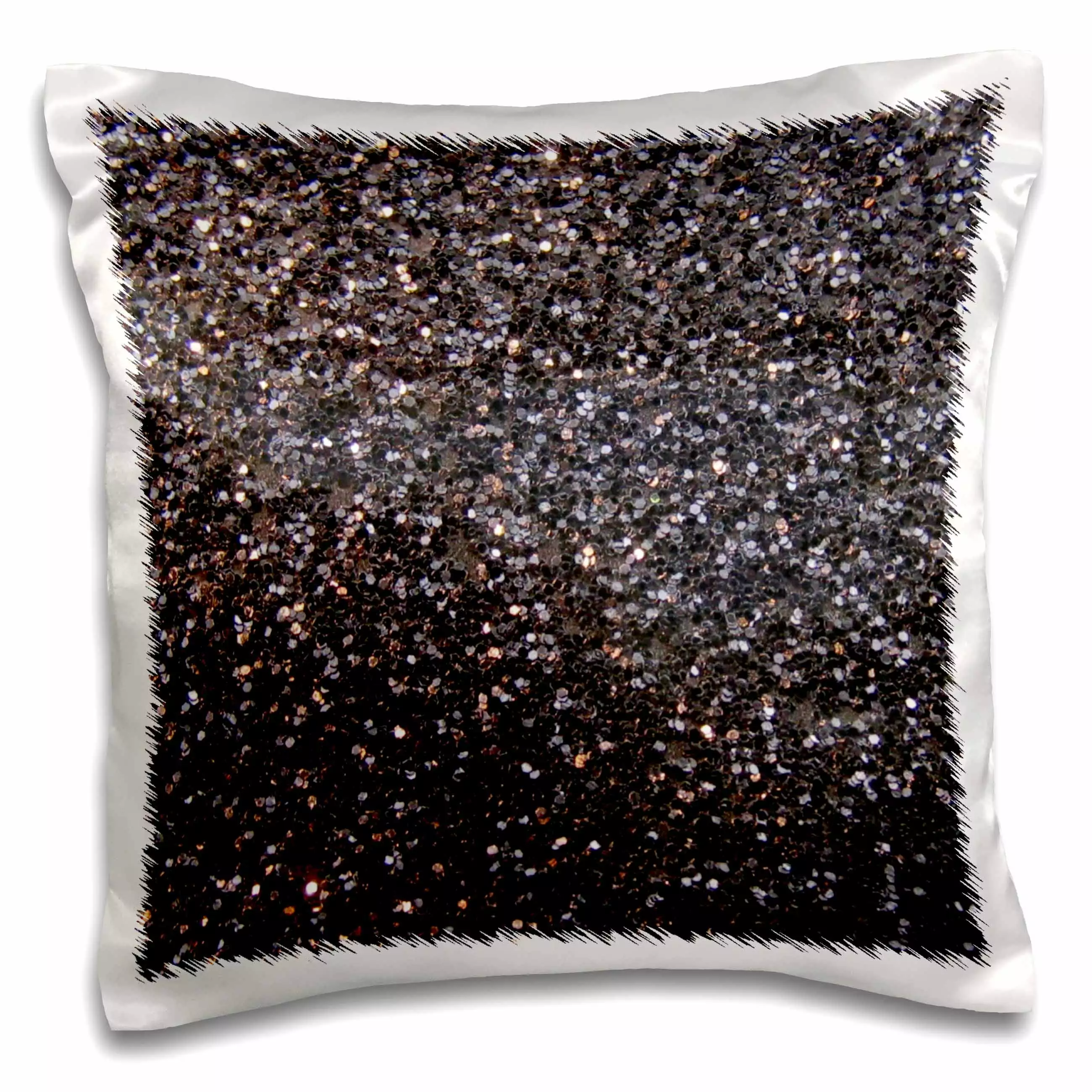 3dRose Black Faux Glitter - photo of glittery texture - glam matte sparkly bling - glamorous stylish girly. Pillow Case. 16 by 16-inch