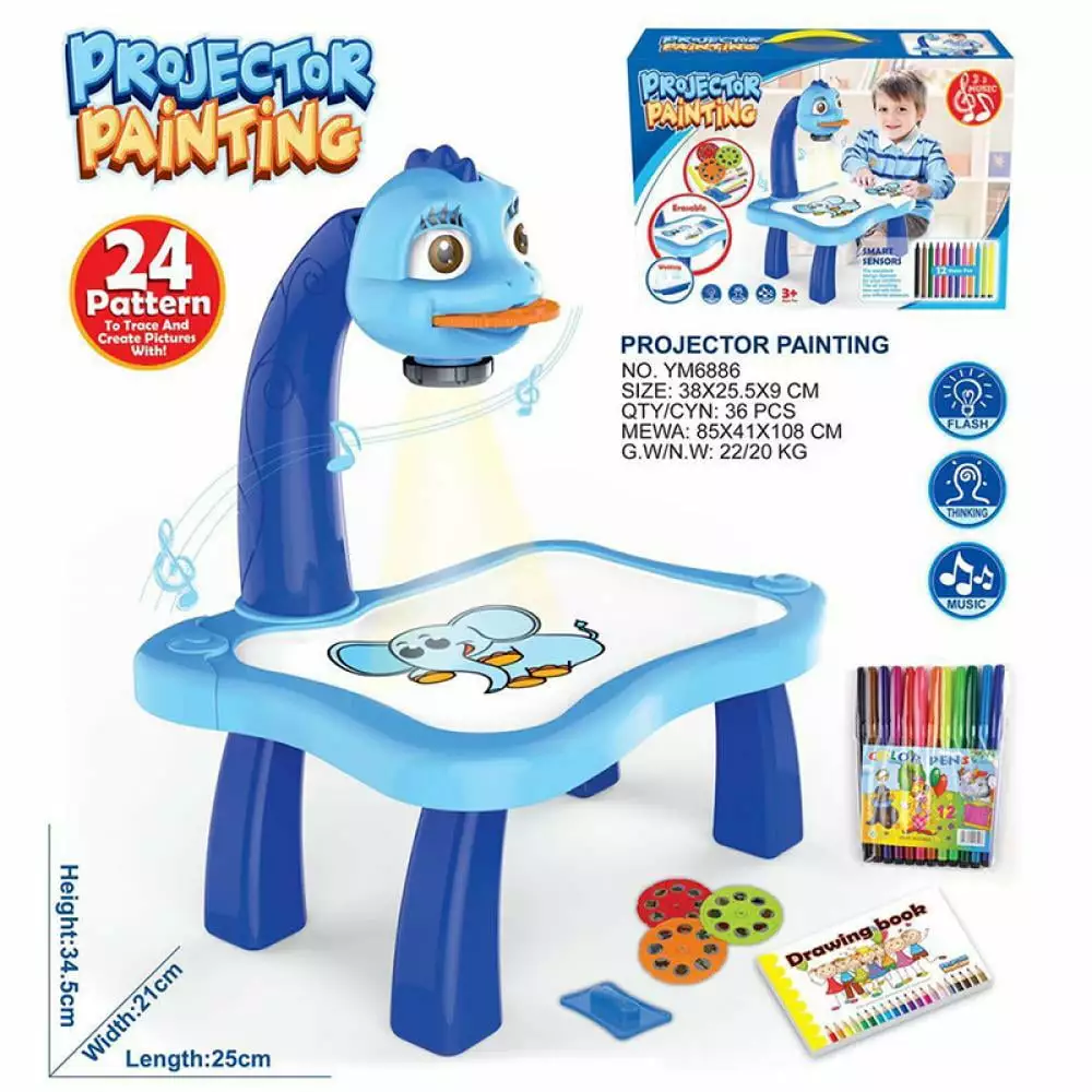 Kids Drawing Projector Table. Trace and Draw Projector Toy with Light Music. Child Smart Projector Sketcher Desk. Learning Projection Painting Machine for Kids Boys Girls Age 3+