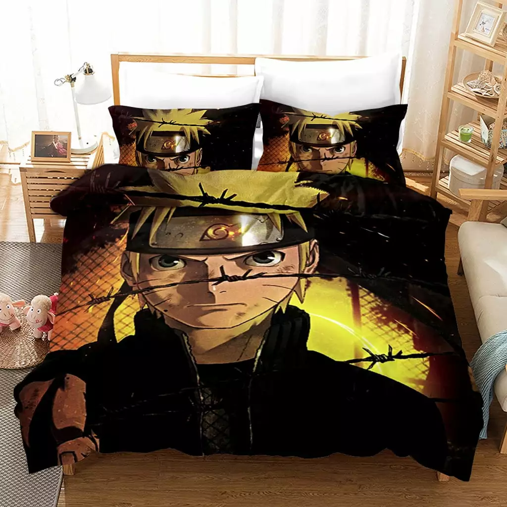 New 3PCS Anime Naruto Bedding Bed Set Twin Full Queen King Size Itachi Akatsuki Kakashi Action Figures Soft Microfiber 1 Duvet Cover 2 Pillow Case 3D Naruto Manga Duvet/Quilt Cover Sets