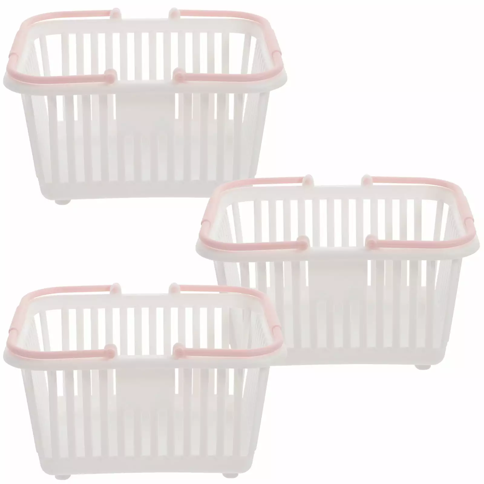 3pc Plastic Shower Caddy Basket with Handle - White