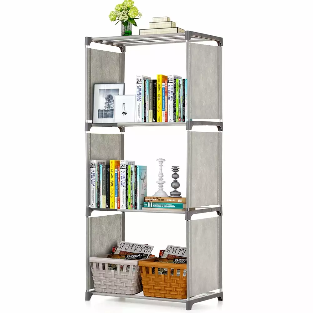 4-Shelf Bookcase Book Shelves Storage Bin Books Display Shelving Unit Organizer