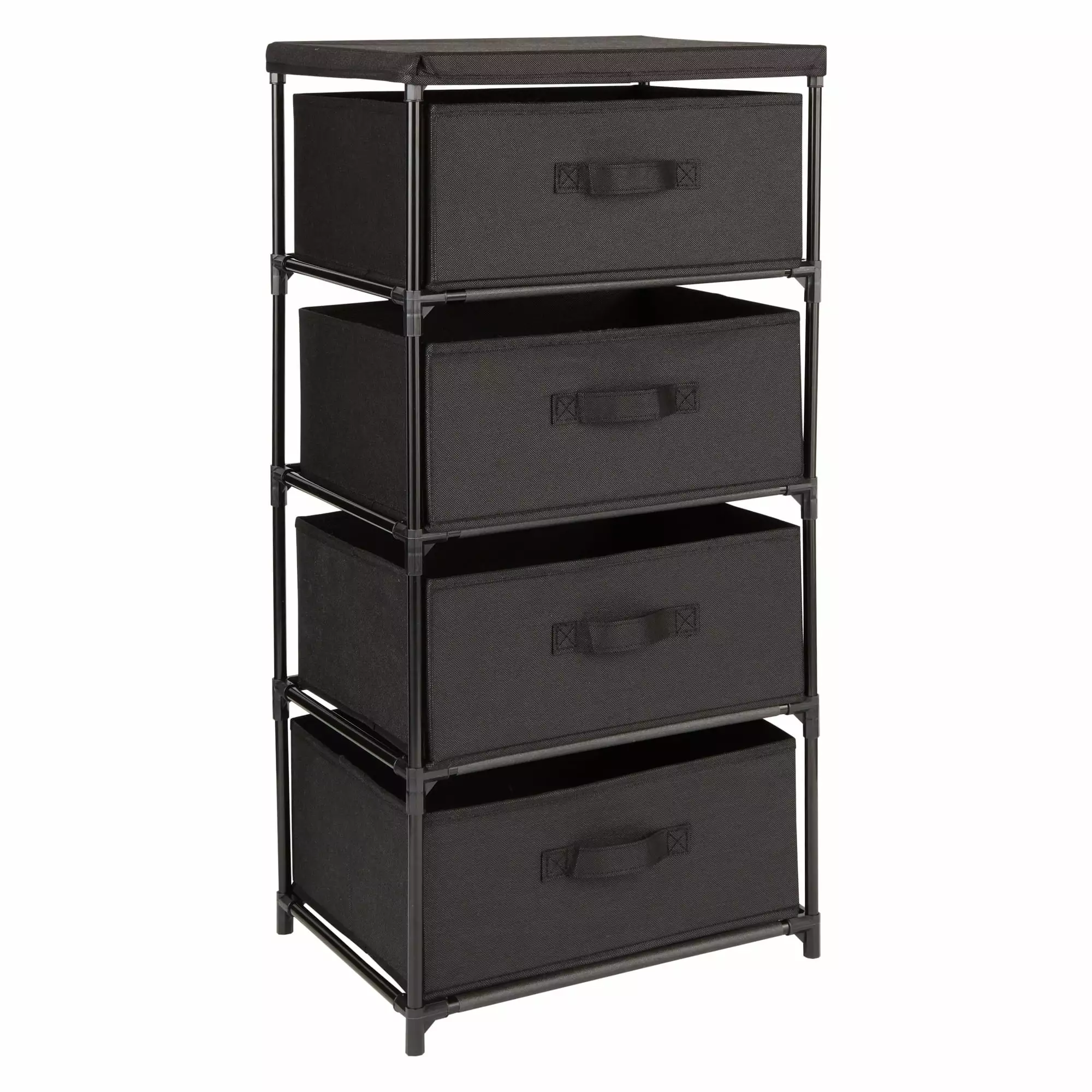 4-Tier Tall Closet Dresser with Drawers - Clothes Organizer and Small Fabric Storage for Bedroom (Black)