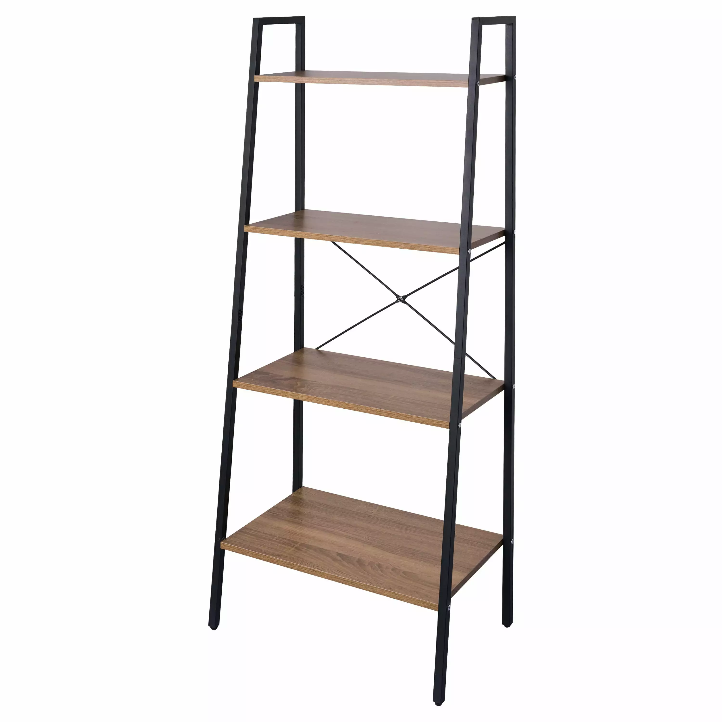 4 Tier Vintage Bookcase. Multipurpose Plant Flower Stand Wood Look Accent Metal Frame Modern Furniture Home Office