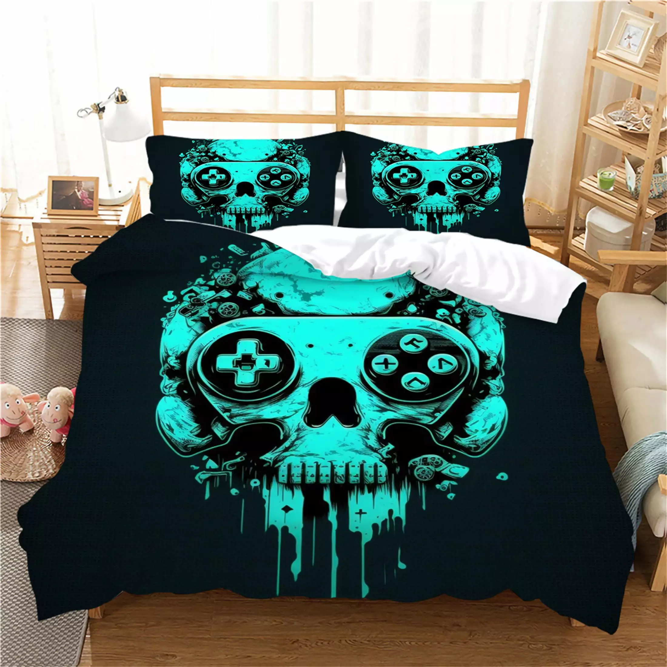 Newly Duvet Covers Game Handle Printing Bedding Set Teens High Quality Bedspread Pillowcase Microfiber.Twin (68x86)