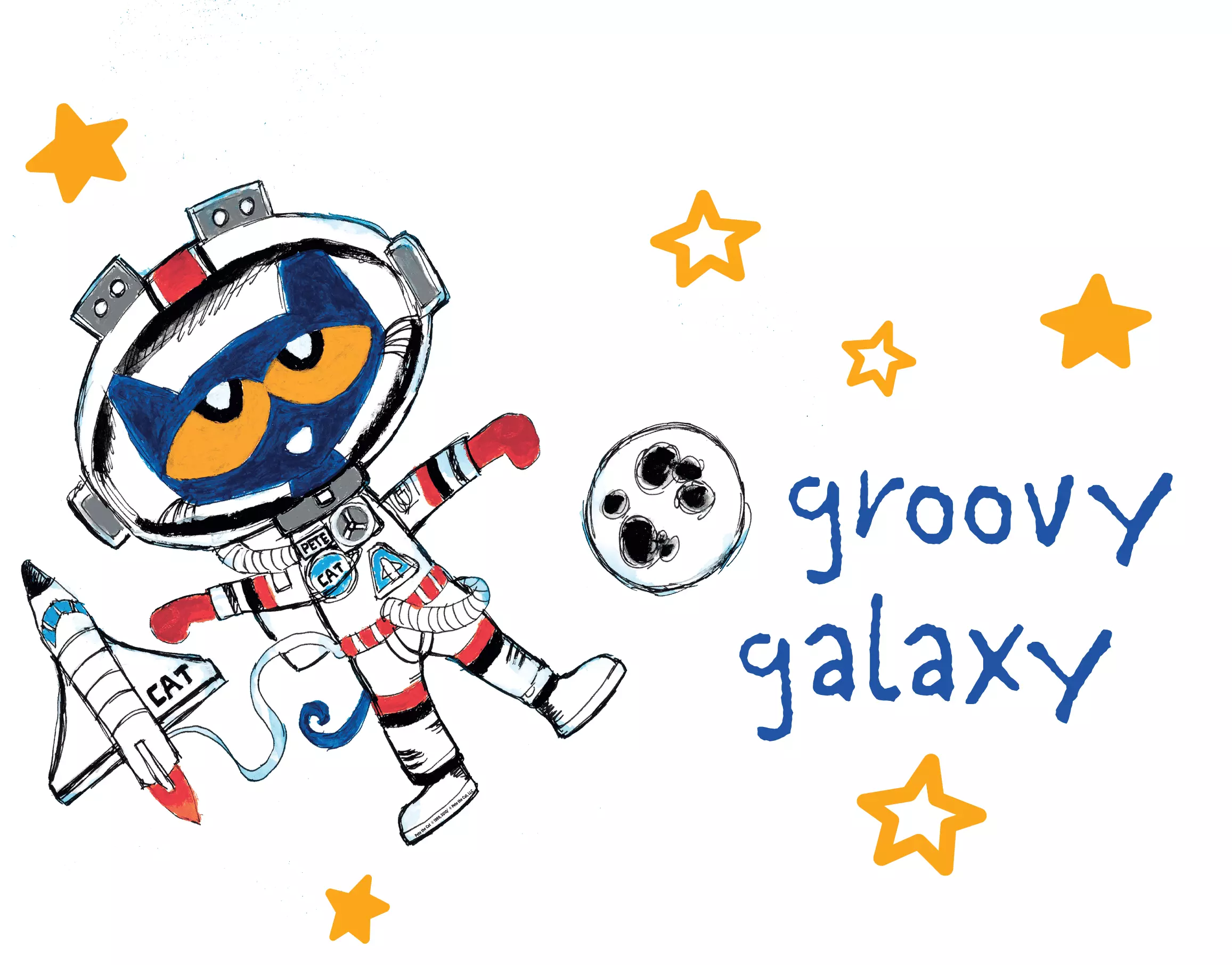 Pete the Cat Space Decal | Out of this World Kids Book Room Decor - Groovy Galaxy Astronaut Bedroom Wall Lettering a? (20a? x15a? )