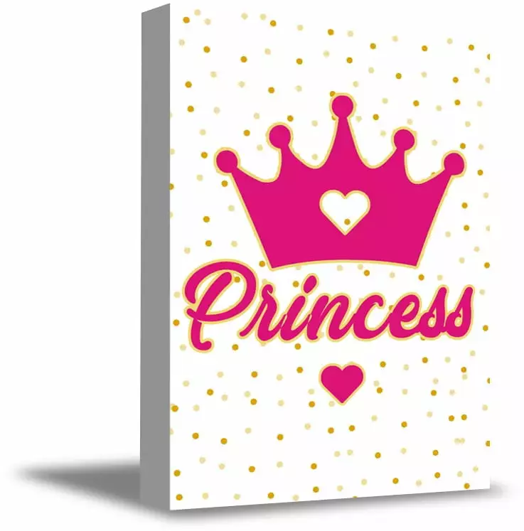 Awkward Styles Princess Crown Illustration Girls Room Wall Art Pink Decals Baby Girl Room Decor Baby Girl Room Decorations Princess's Room Girls Play Room Wall Decor Pink Canvas Decor Ideas