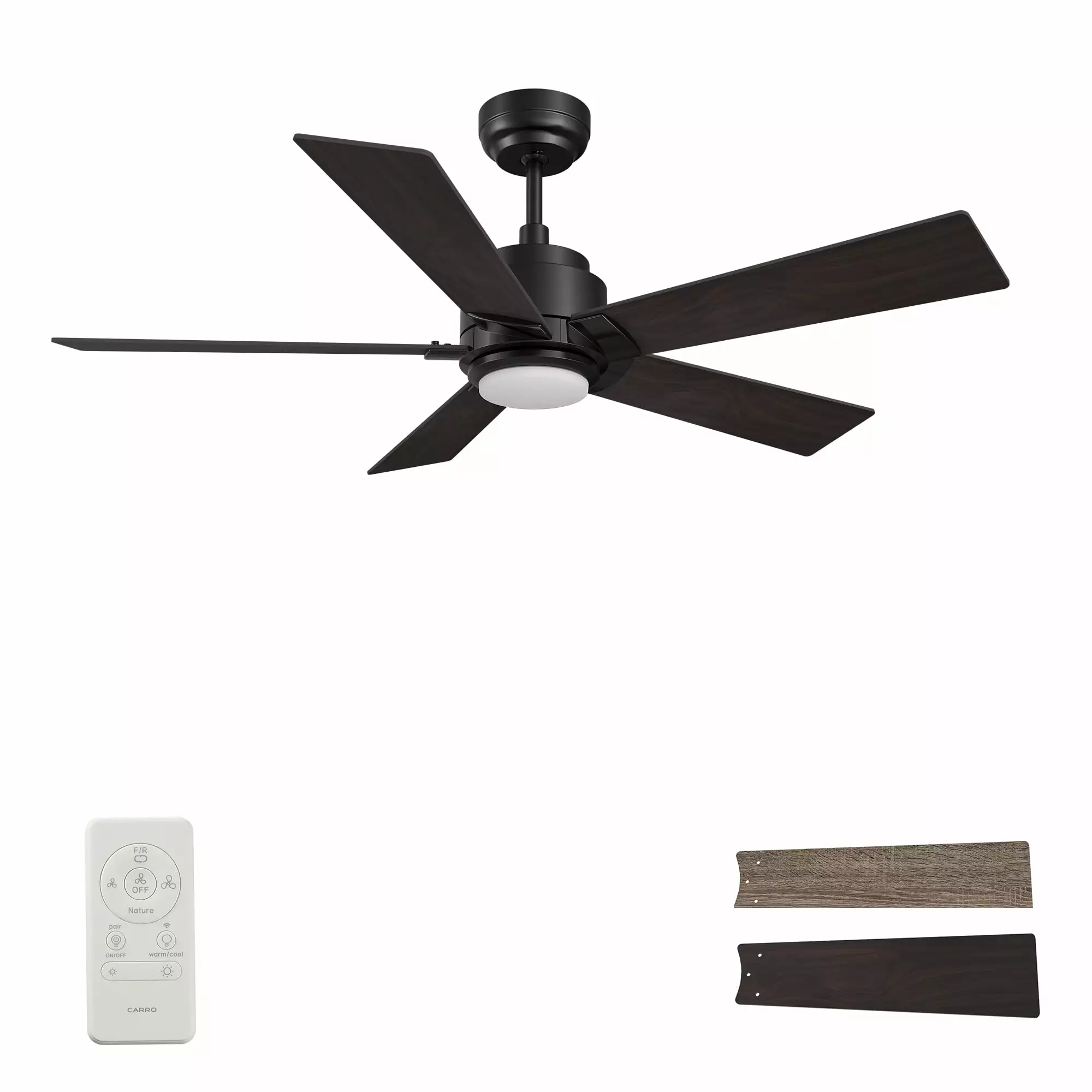 48 5 Blade Smart Wifi LED Ceiling Fan with Remote.Compatible with Wi-Fi Apps and Voice Control