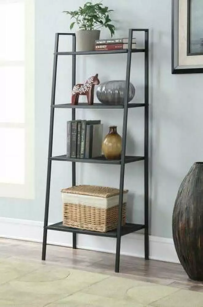 4Tier Heavy Duty Metal Leaning Ladder Shelf Bookcase Bookshelf Storage Shelves