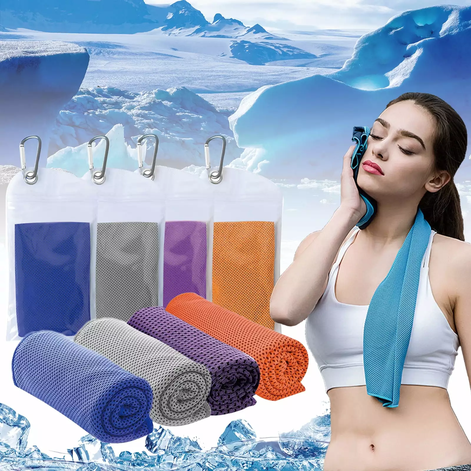 4pcs Cooling Towel Gym Towels for Sweat. Microfiber Breathable Keep Cool Chilling Wraps for Neck Face. Ice Cold Quick Dry Rags for Travel Camping Cycling Workout. 12x39