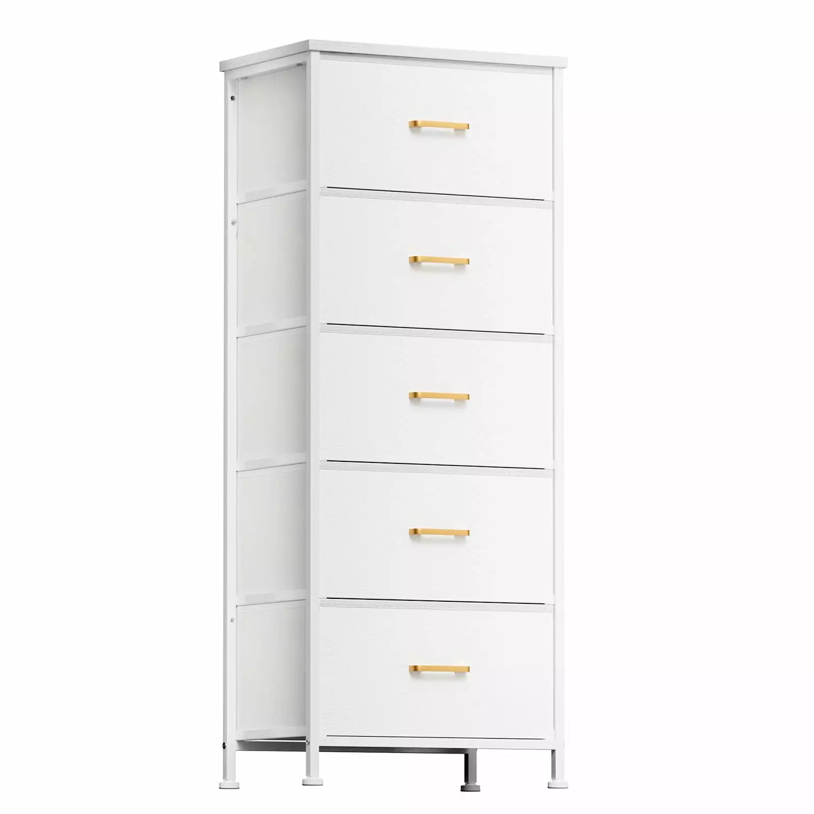 5 Drawer Dresser for Bedroom Fabric Dressers with Steel Frame Wooden Top Chest of Drawers Closets Storage