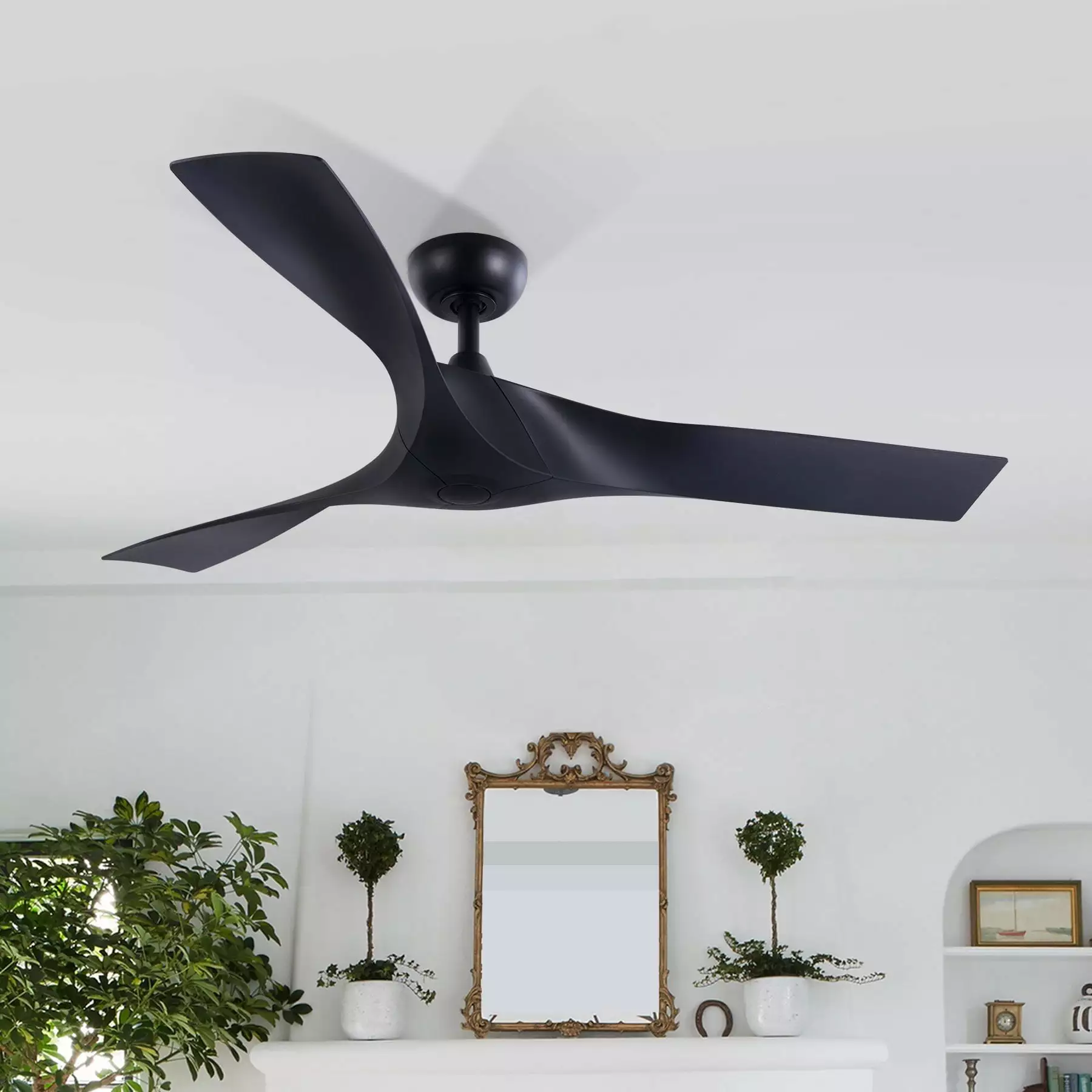 52 Smart Ceiling Fan with Remote Control. 3 Blades. 6 Speeds. Timer. Black