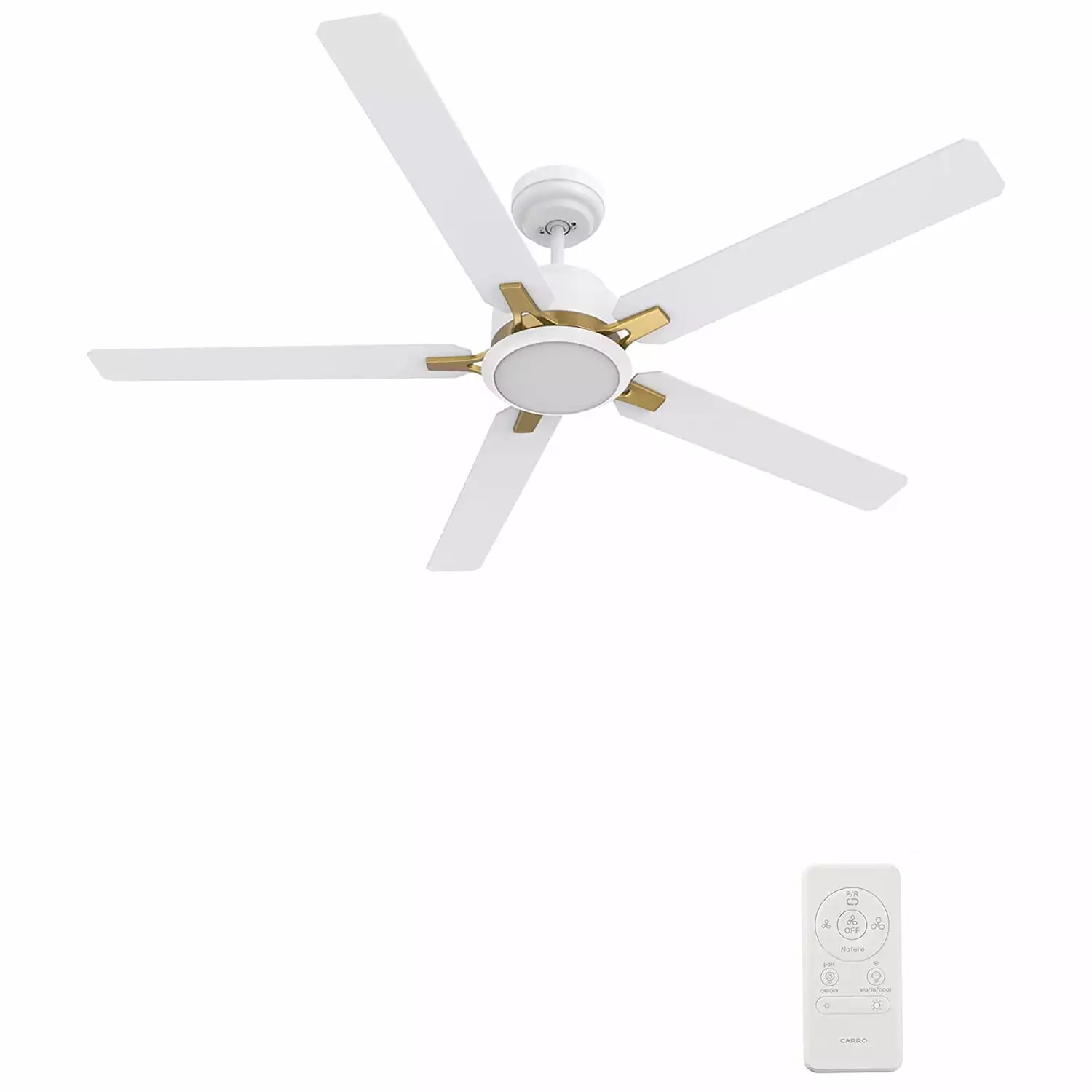 52inch White and Gold Ceiling Fan with LED Light and Remote Works w/Alexa/Google Home