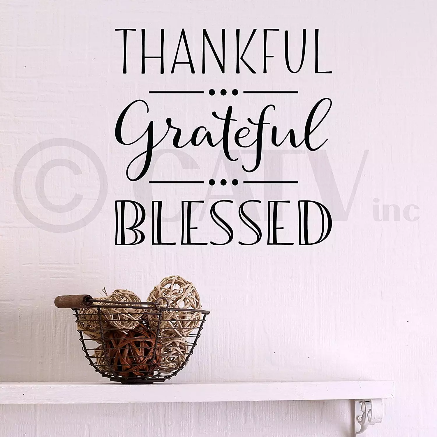 Thankful Grateful Blessed Vinyl Lettering Wall Decal Sticker Fall Decor Thanksgiving Decals Crafts - Size: 10H x 10L - Color: Black