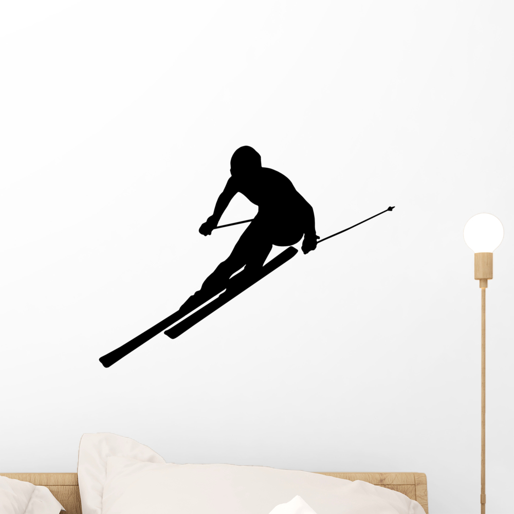 Skier Silhouette 03 Wall Decal by Wallmonkeys Peel and Stick Graphic (18 in W x 14 in H) WM139779