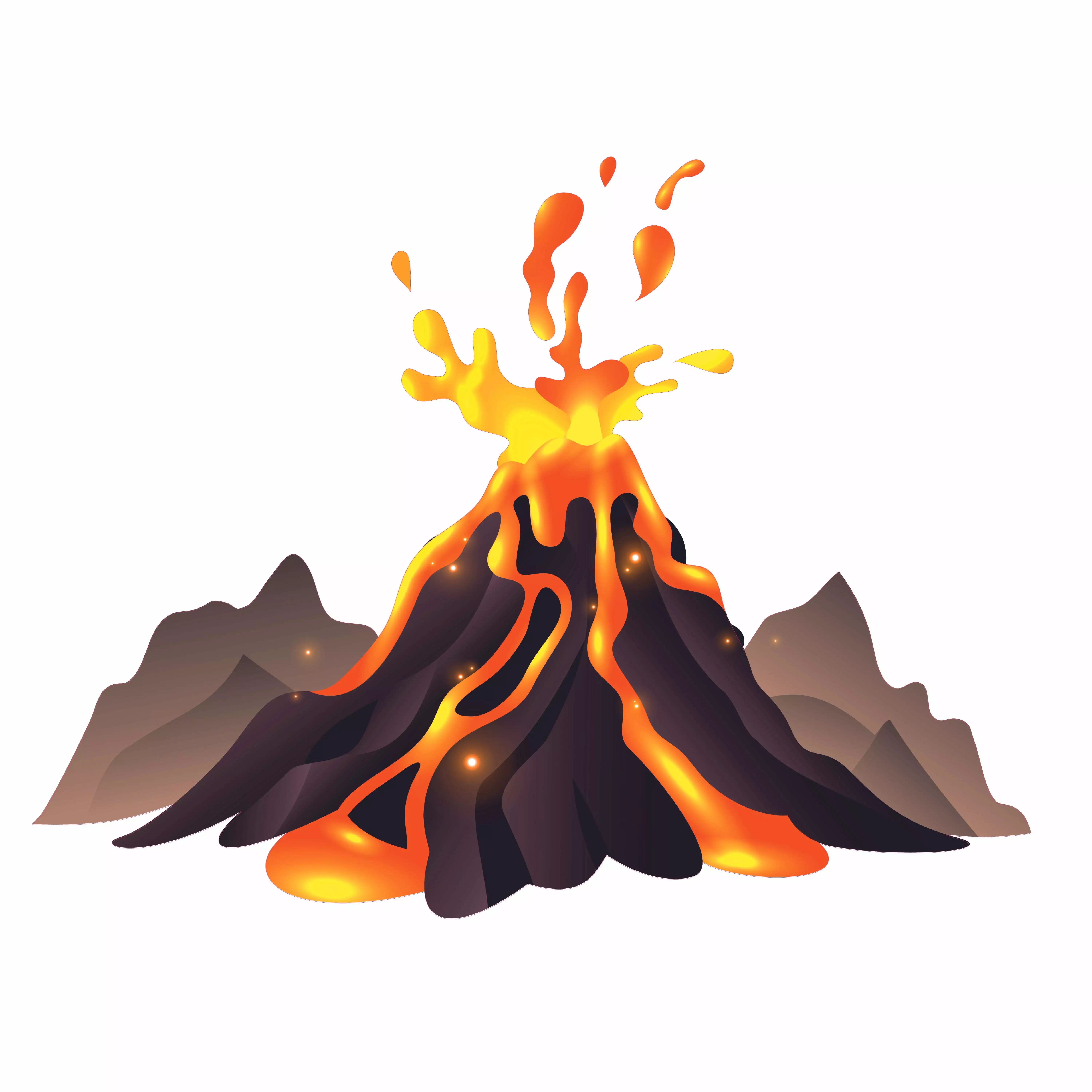 Vinyl Kids Bedroom Living Room Volcano Hot Magma Lava Cartoon Design Adhesive Wall Decal Sticker - 16 x 20 Removable Home Art Volcanic Eruption Mountain Like Earth's Mass Object Decoration