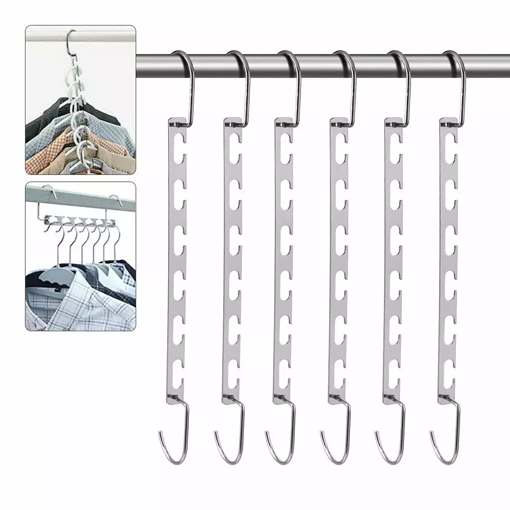 6 x Wonder Metal Magic Clothes Hanger Hook Closet Organizer Space Saver Saving. Department: Adults. Teens. Color: Silver