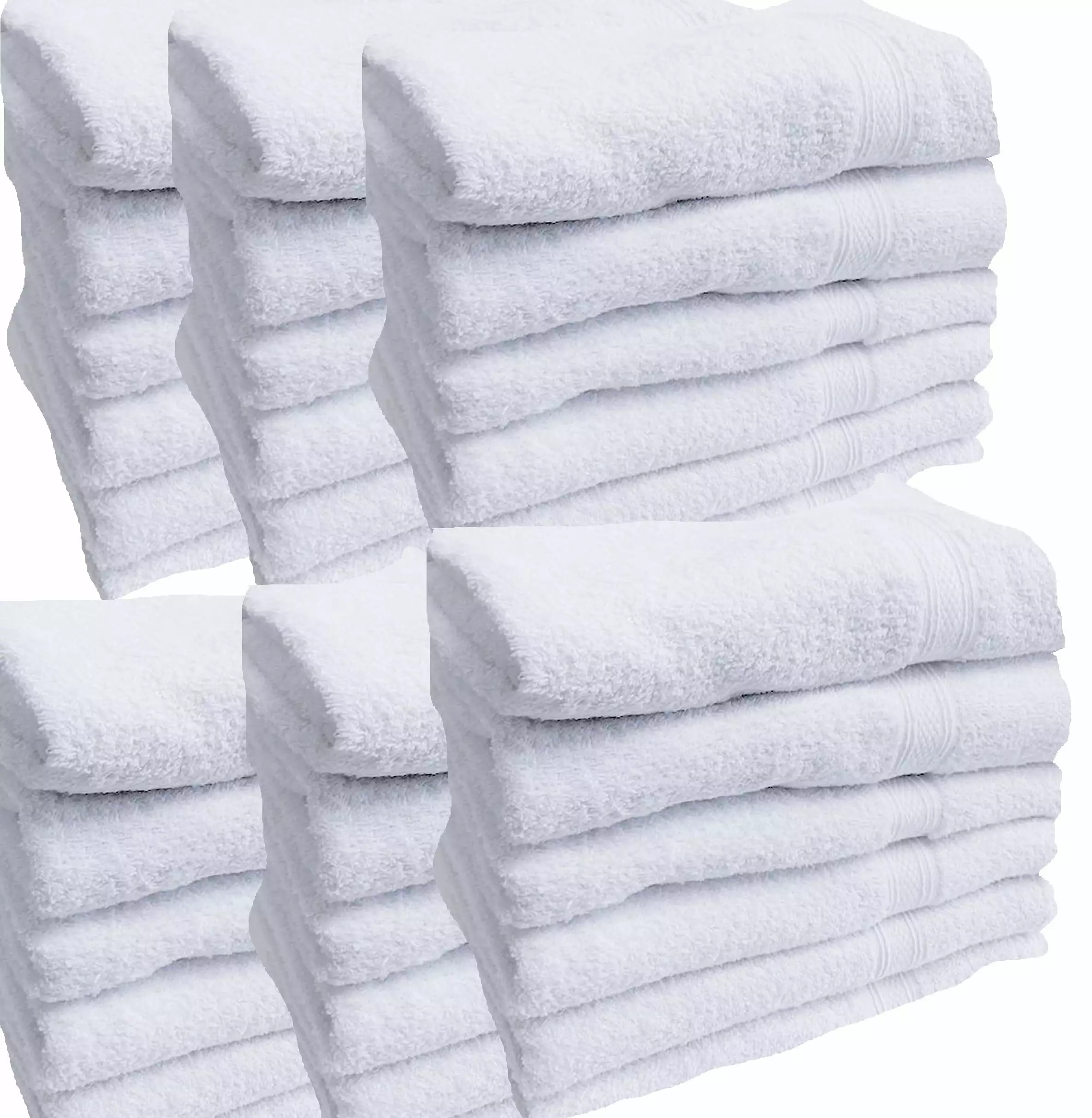 Towels N More 24x48 Bath Towel Set. Lightweight Quick Drying Gym Towel - White. 60 Pcs