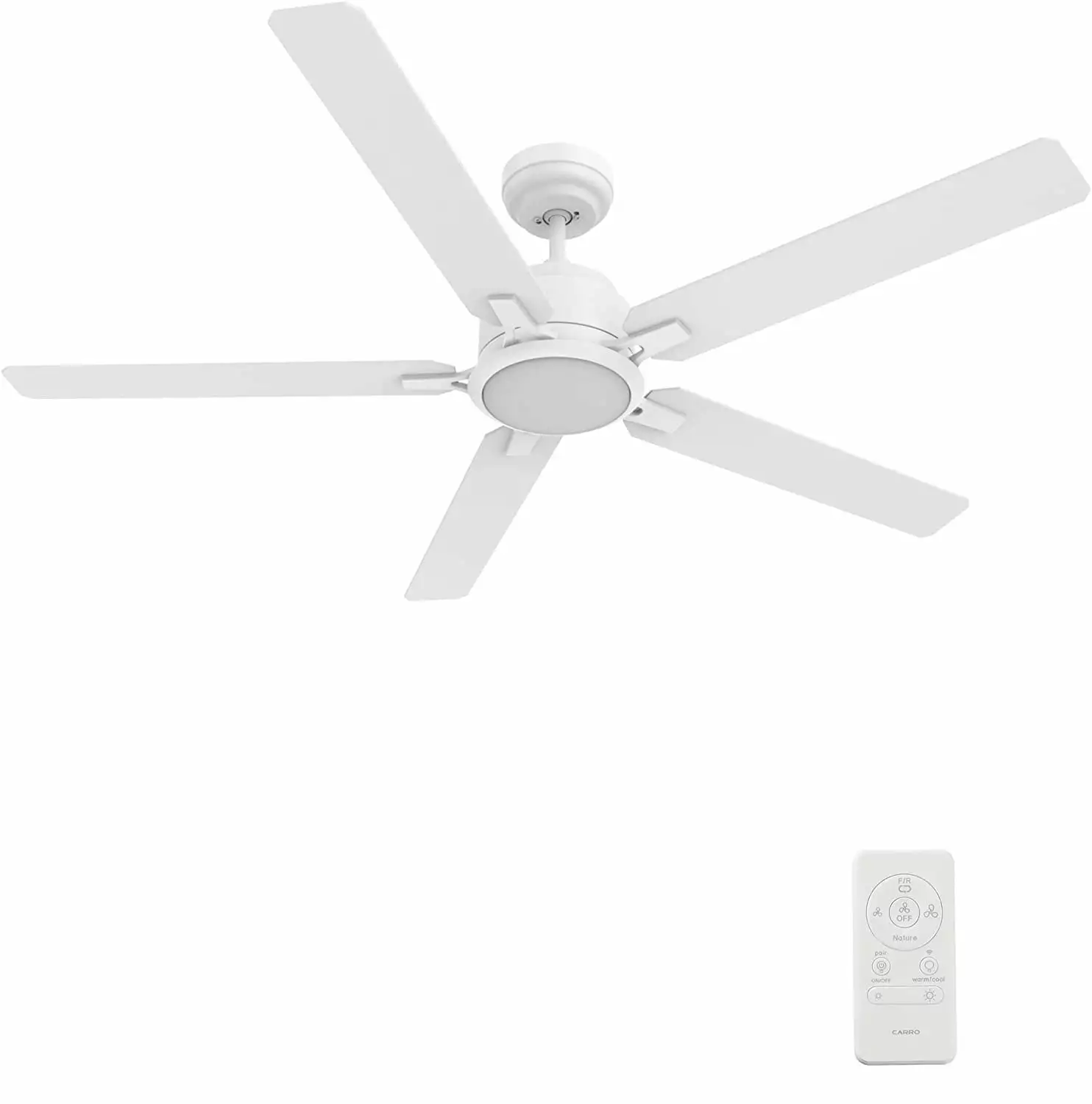 60 White DC Indoor Ceiling Fan with Dimmable LED Light Kit and Remote Reverse Airflow 5-Blades