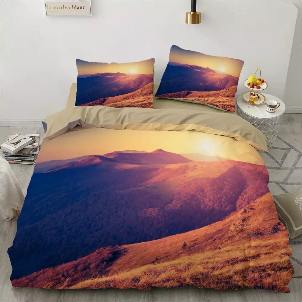 3D Printed Beach Woods Scenery Bedding Duvet Cover Sets King Cool Bedding Bed Set for Kids Teens Adults Duvet Cover & 2 Pillow Cases Room Decor