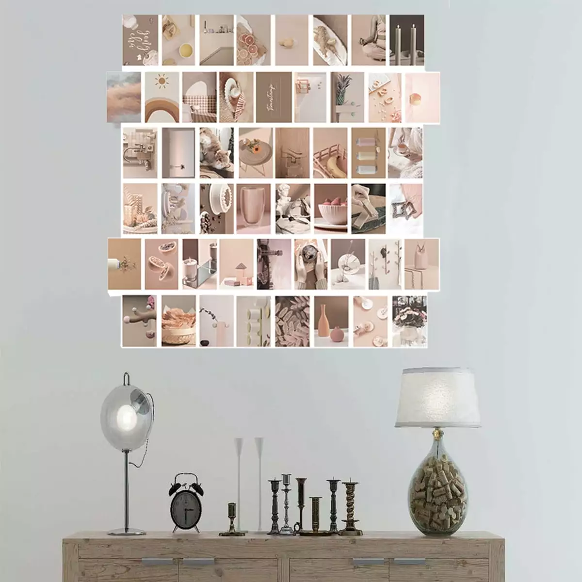 50pcs Aesthetic Wall Collage Aesthetic Picture for Wall Collage.4x6 Boho Cards. Cream Collage Print Kit.Bedroom Aesthetic kit for Girls.Wall Art Print for Room. Dorm Photo Display.Poster for Bedroo