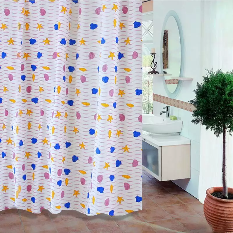 PEVA Bathroom Shower Curtain Liner. Heavy Duty Waterproof Mildew Resistant Fabric Shower Curtain