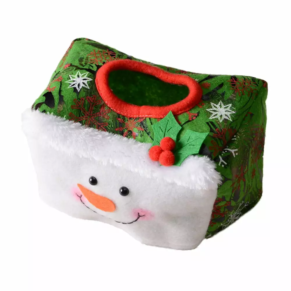 Christmas Tissue Box Lid Tissue Box Decorative Cover Winter Holiday Christmas Desktop Tissue Box Sleeve Home Hotel Office Xmas Decorative Tissue Cover