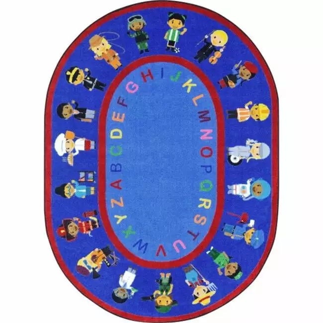 Joy Carpets 1937E 7 ft. 7 in. We Work Together Classroom Kid Essentials Round Rug Multicolor