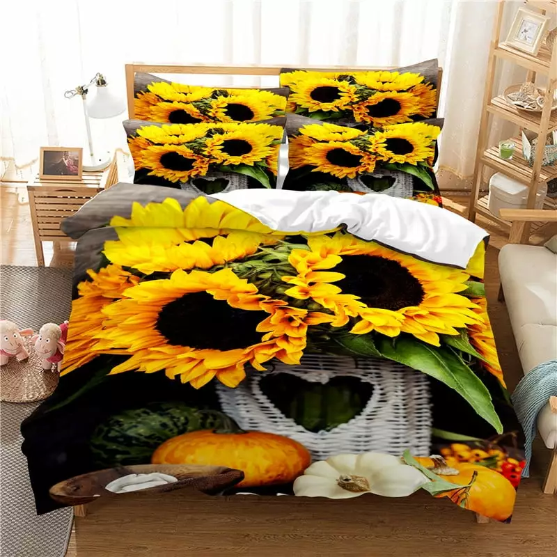 Floral design 3D printed duvet set 100% polyester kids duvet cover bedding set for home use