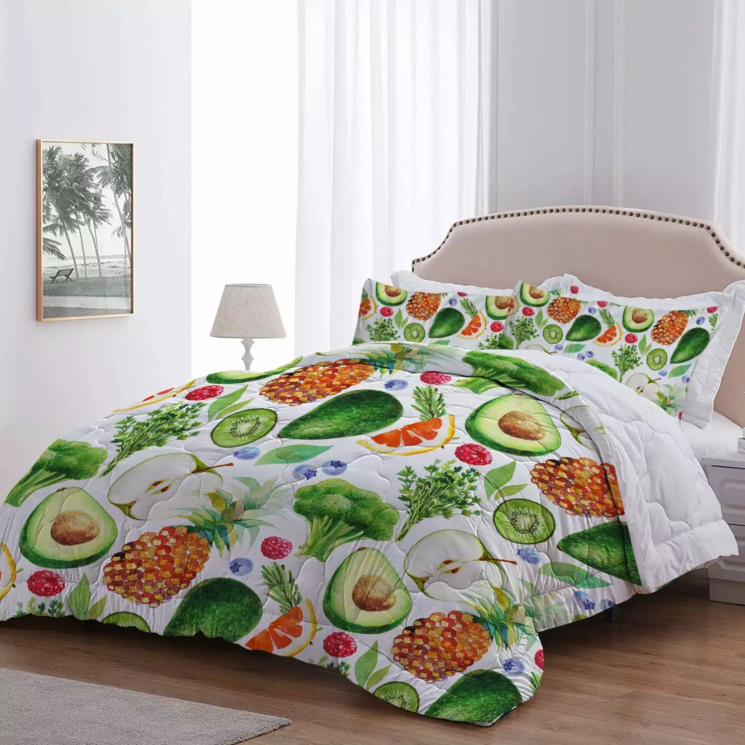 BlessLiving Fruit Comforter Set Full Size. 3PC Soft Kawaii Bedding Set with 2 Pillowcases