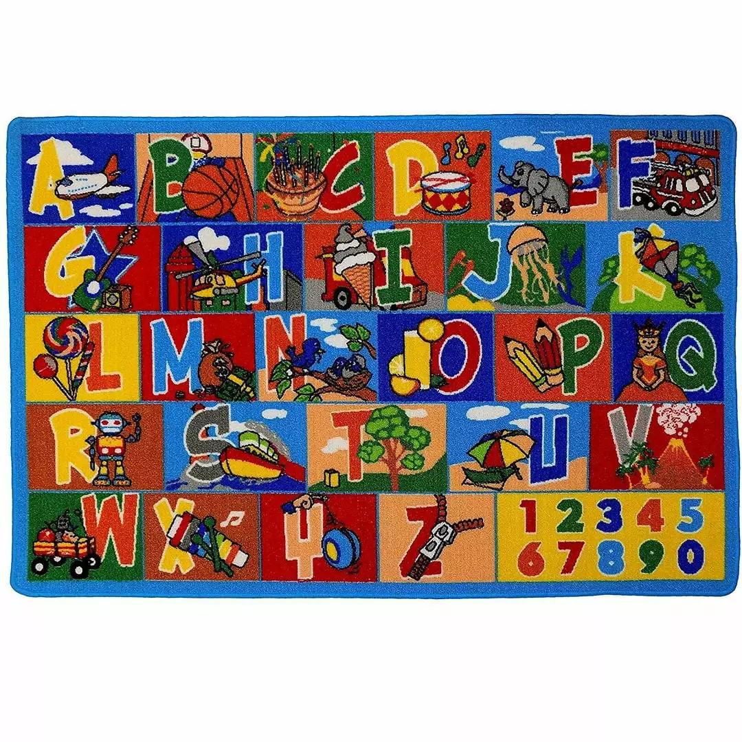 Kids Rug ABC-1 Numbers Area Rug Childrens Fun Learning Carpet (3'3 X 4'9) (39 x 56) ( 99cm x 142cm) Non Skid Gel Backing