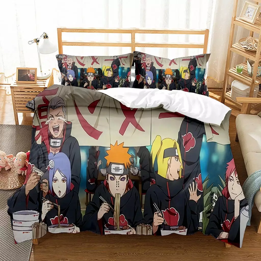 New 3D Anime Naruto Bedding Bed Set Twin Full Queen King Size Kakashi Itachi Akatsuki Action Figures Cosplay Naruto Manga Duvet Cover 2 Pillow Case Soft Microfiber Duvet/Quilt Cover Sets