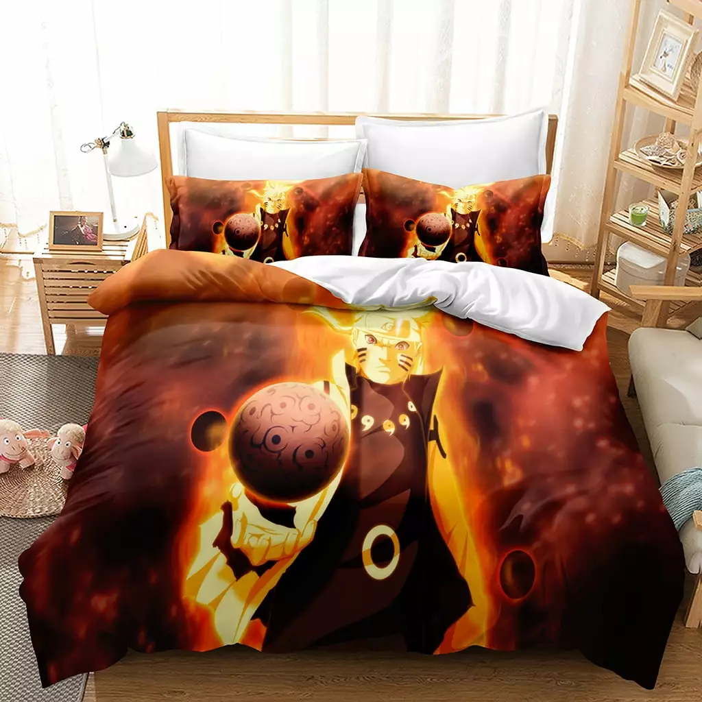 3PCS New Anime Naruto Bedding Bed Set Twin Full Queen King Size Itachi Akatsuki Kakashi Action Figures 1 Duvet Cover 2 Pillow Case Soft Microfiber Naruto Manga Duvet/Quilt Cover Sets