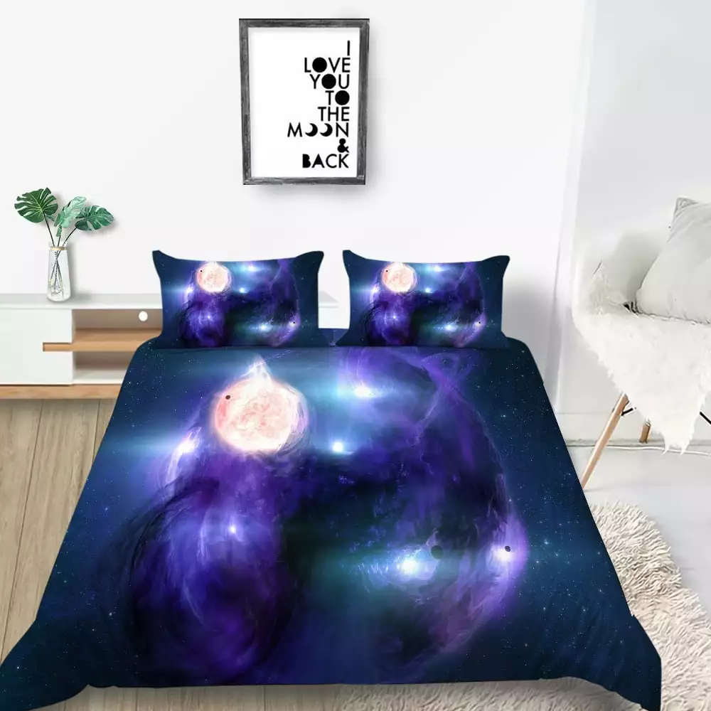 wenjialing 3D Galaxy Printing Duvet Cover Set Soft Bedding Set Comforter Cover Set.Twin (68x86)