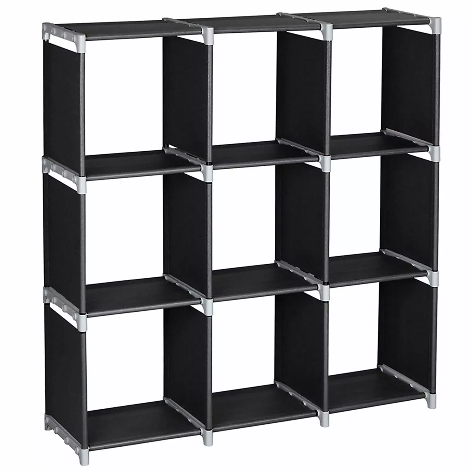 DFITO Multifunctional Assembled 3 Tiers 9 Compartments Storage Shelf Black