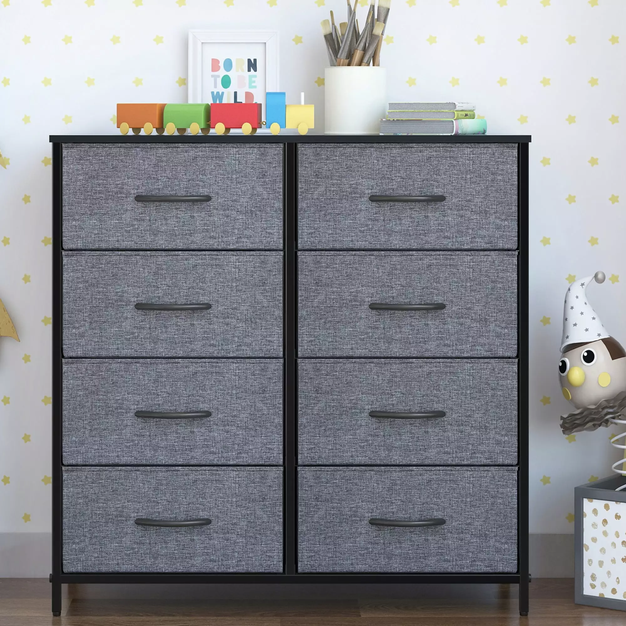 8-Drawer Dresser for Kids .8 Fabric Dresser for Bedroom .8 Drawer Dresser Chest .Gray