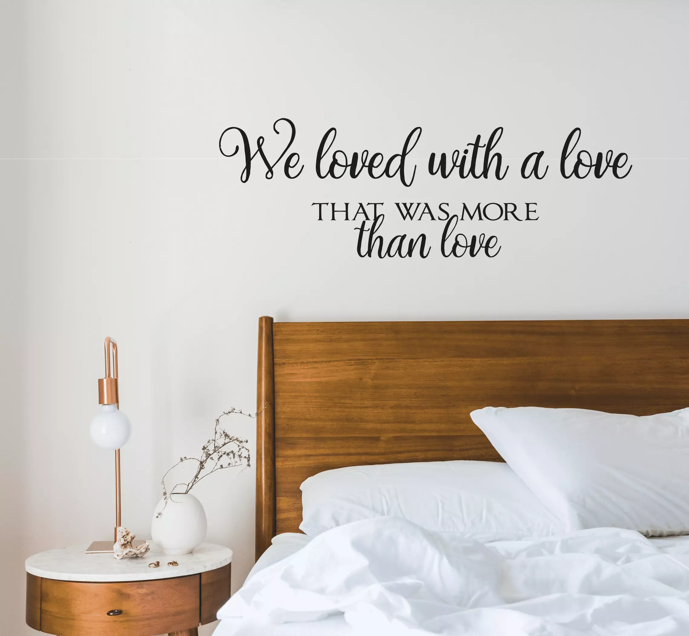 Removable Vinyl Wall Art Lettering Decal Quotes - We Loved With Love That Was More Than Love - 8 x 20 Home Wall Adhesive Decor Design Bedroom Living Room Sticker Decoration - Black