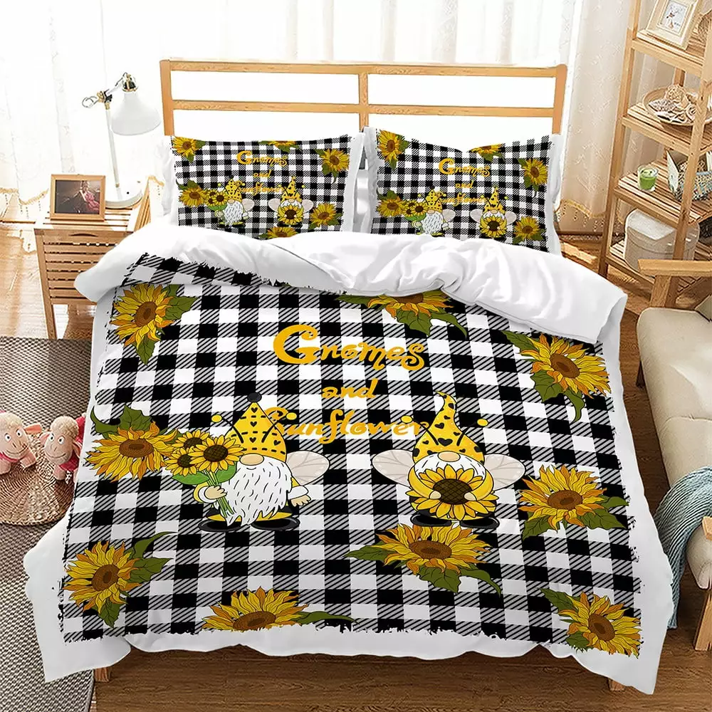 Quilt Bedding Set-Sunflower Quilt Bed Set. Coverlet for All Season-Soft Microfiber Bedspread+Pillows-Quilts Gifts