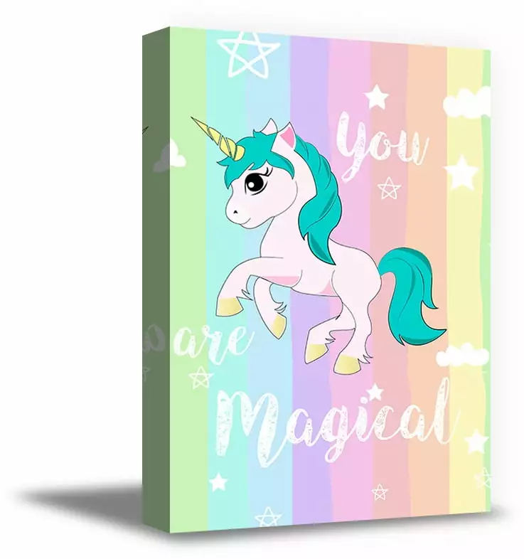 Awkward Styles You Are Magical Canvas Poster Cute Unicorn Framed Picture Girls Room Canvas Decor Kids Room Wall Art Kids Bedroom Decor Unicorn Poster Prints Nursery Printed Wall Unicorn Decor for Kids