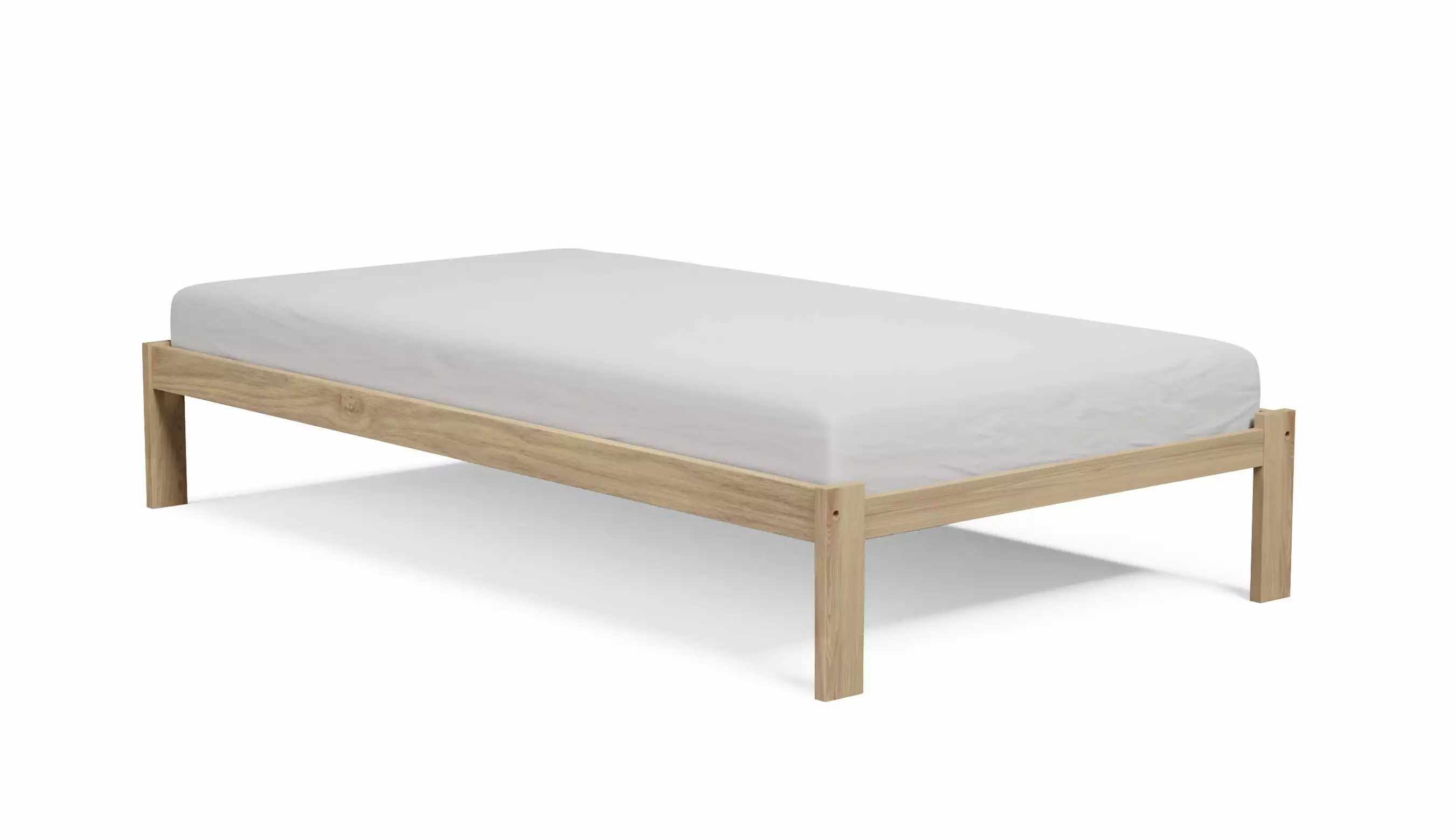 Alaska Wooden Platform Bed Twin Size Solid Pine Wood Unfinished - Wood To The World