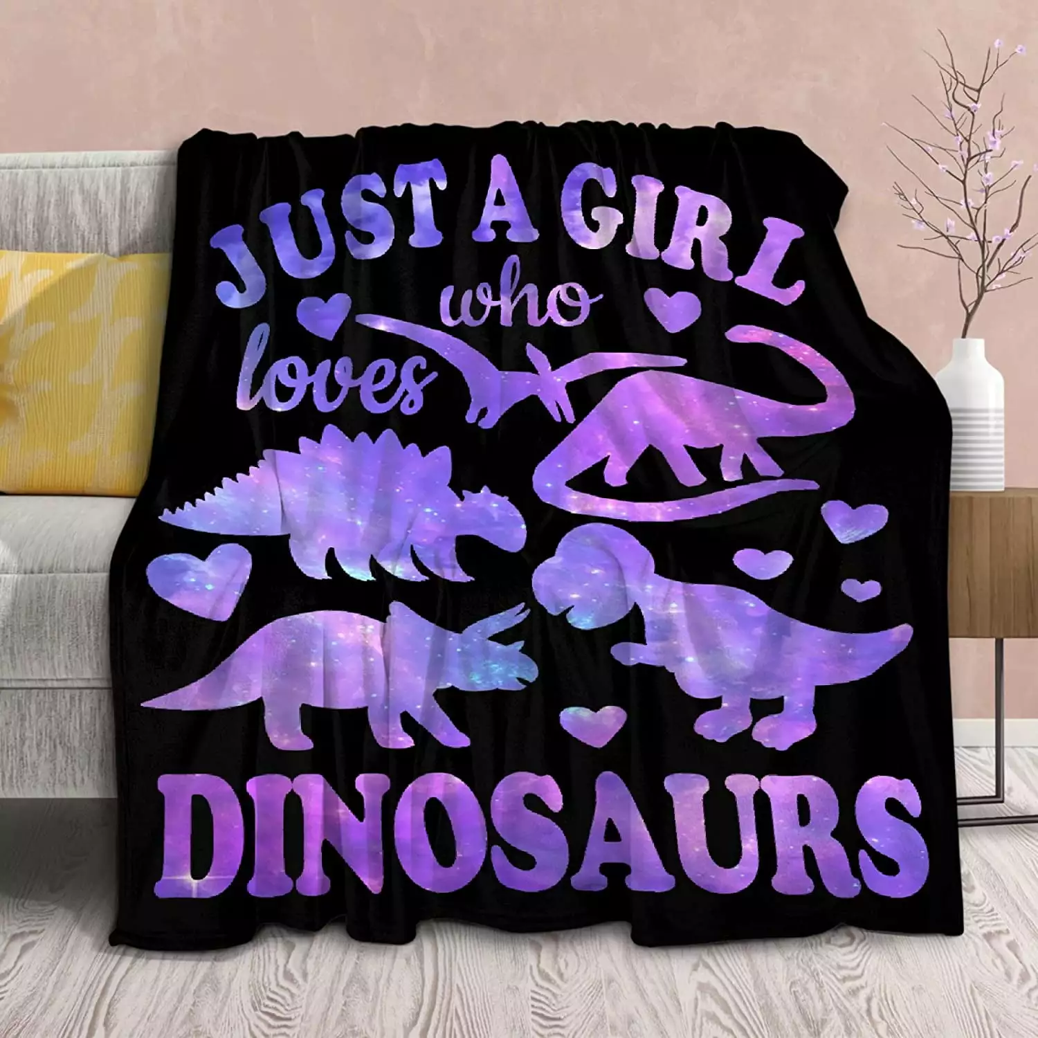 Dinosaur Blanket Gift for Women Kid Plush Just A Girl Who Loves Dinosaurs Soft Throw Dino Comfy Sheet Jurassic Animal Lovers Fans Gifts Lightweight Flannel Blankets for Couch Chair-50 x40 for Child