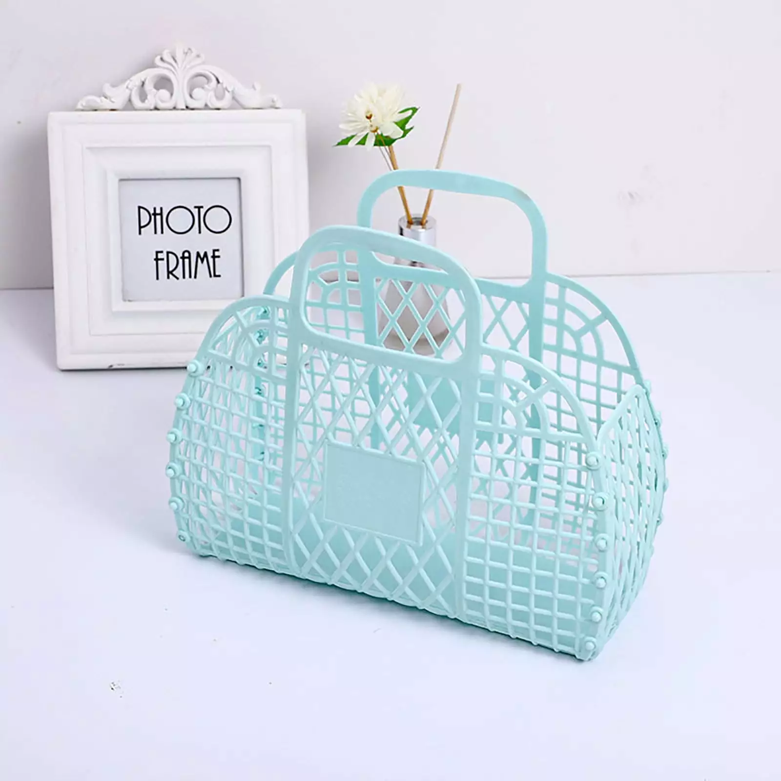 VBVC Bathroom Hollowed Out Wash Storage Basket Bath Basket Plastic Bath Basket Foldable Mesh Hand Basket Bath Basket (24X21X9.5Cm)