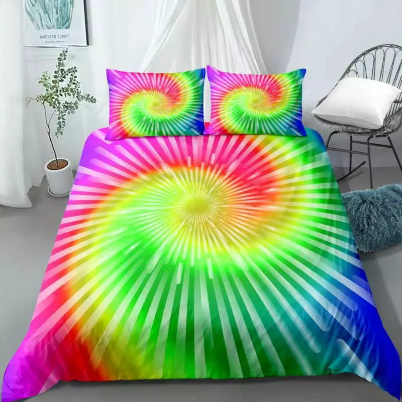 Tie-dye Pattern Queen Size Bedding Comforter Sets for Teens Boys Girls Lightweight Comforter Cover Tie Dye Bedding Comforter Sets 3 Pieces 1 Duvet Cover & 2 Pillowcases