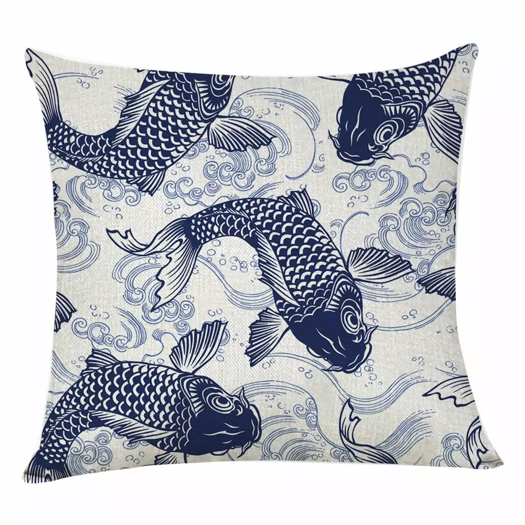 100% NEW 2019 Fish Series 45x45cm Linen Pillow Pillowcase Home Decorative .pillow covers