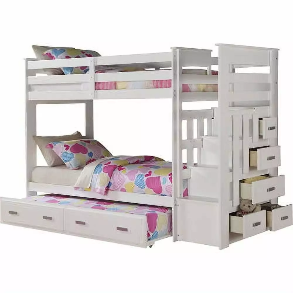 ACME Allentown Twin over Twin Bunk Bed with Storage. White