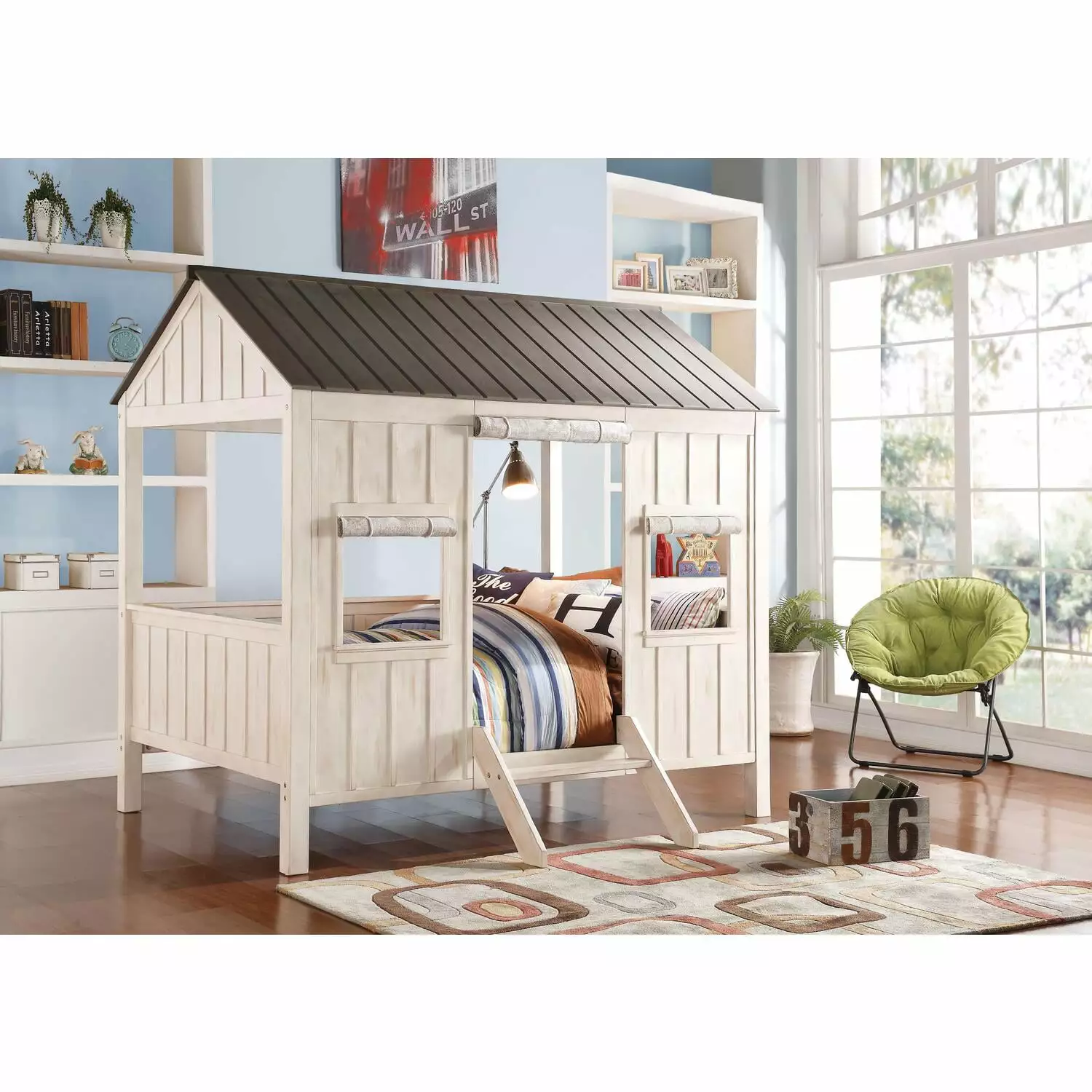 ACME Spring Cottage WWooden Frame Full Bed in Weathered White