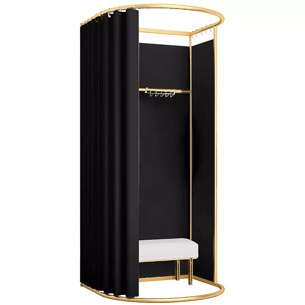 ARKANTOS Portable Changing Room Dressing Room with Shading Curtain Clothing Store Fitting Room Frame with Curtain and Hook. Changing Room for Clothing Store (Black)