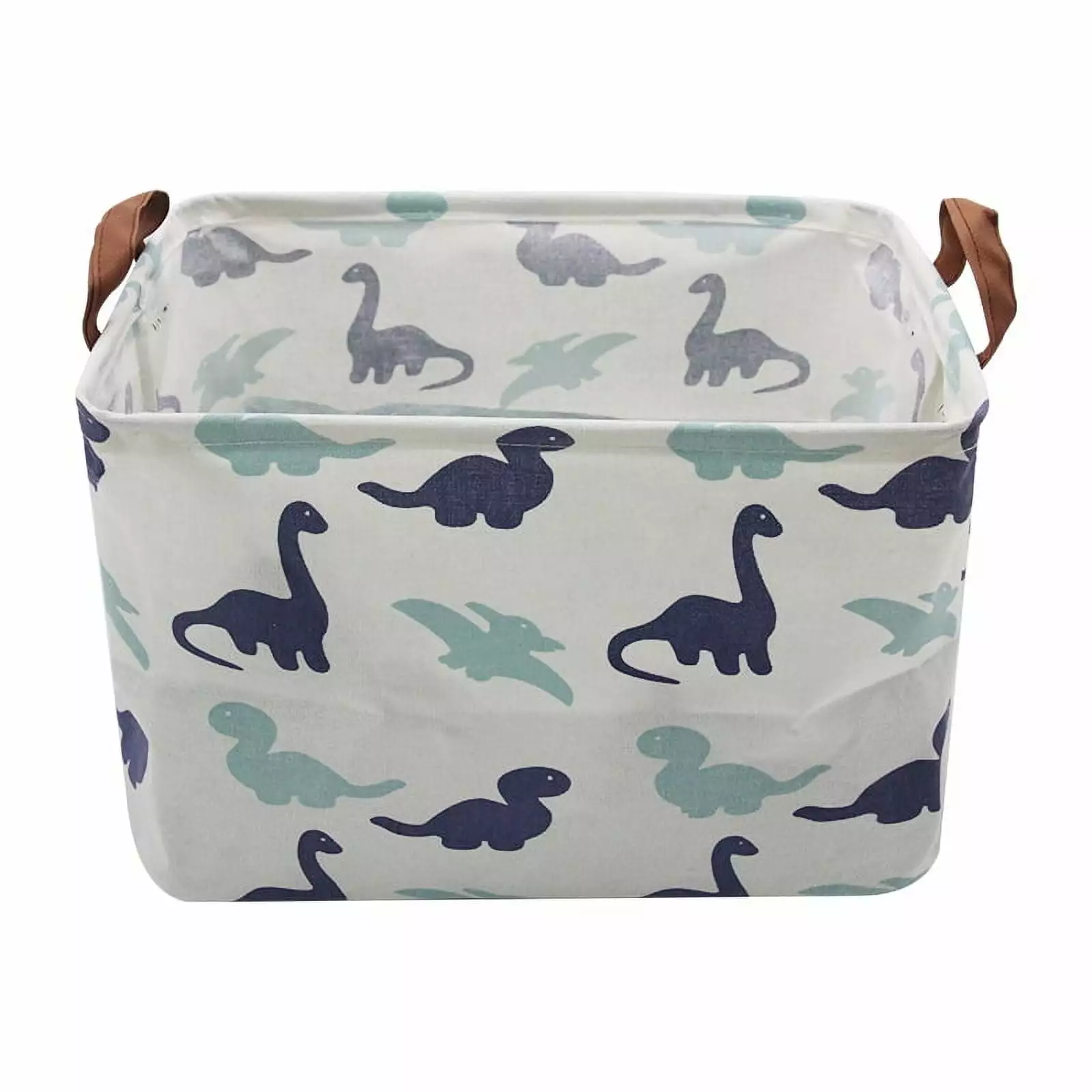 AUCHEN Rectangular Storage Bins. Cotton Fabric Laundry Baskets. Collapsible Waterproof Toy Storage Bin with Handles. 15Hx 10Wx 9L Laundry Basket(Rectangular - Dinosaur)