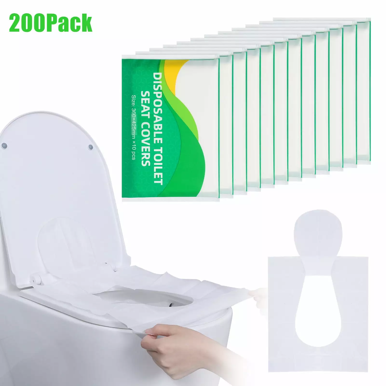 Abaima 200 Pack Toilet Seat Covers Disposable. Flushable. Ideal for Kids and Adults. Individually Wrapped for Travel. Toddlers Potty Training in Public Restrooms.Airplane.Camping