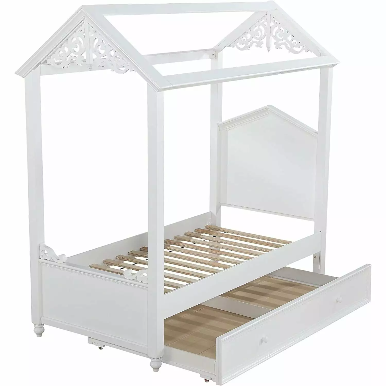 Acme Furniture Rapunzel Twin size Wood Frame Trundle in White Finish